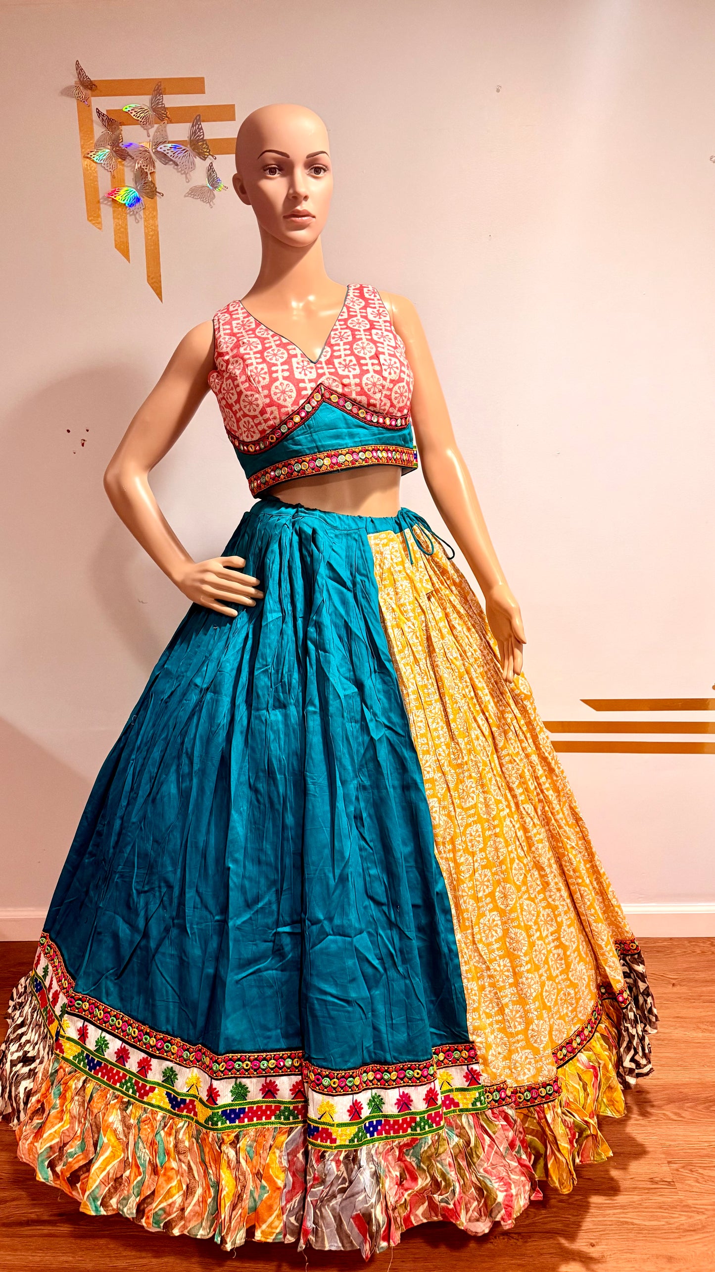 Rayon Cotton Lehenga Choli with Heavy Frill Border & Dupatta – Festive Wear