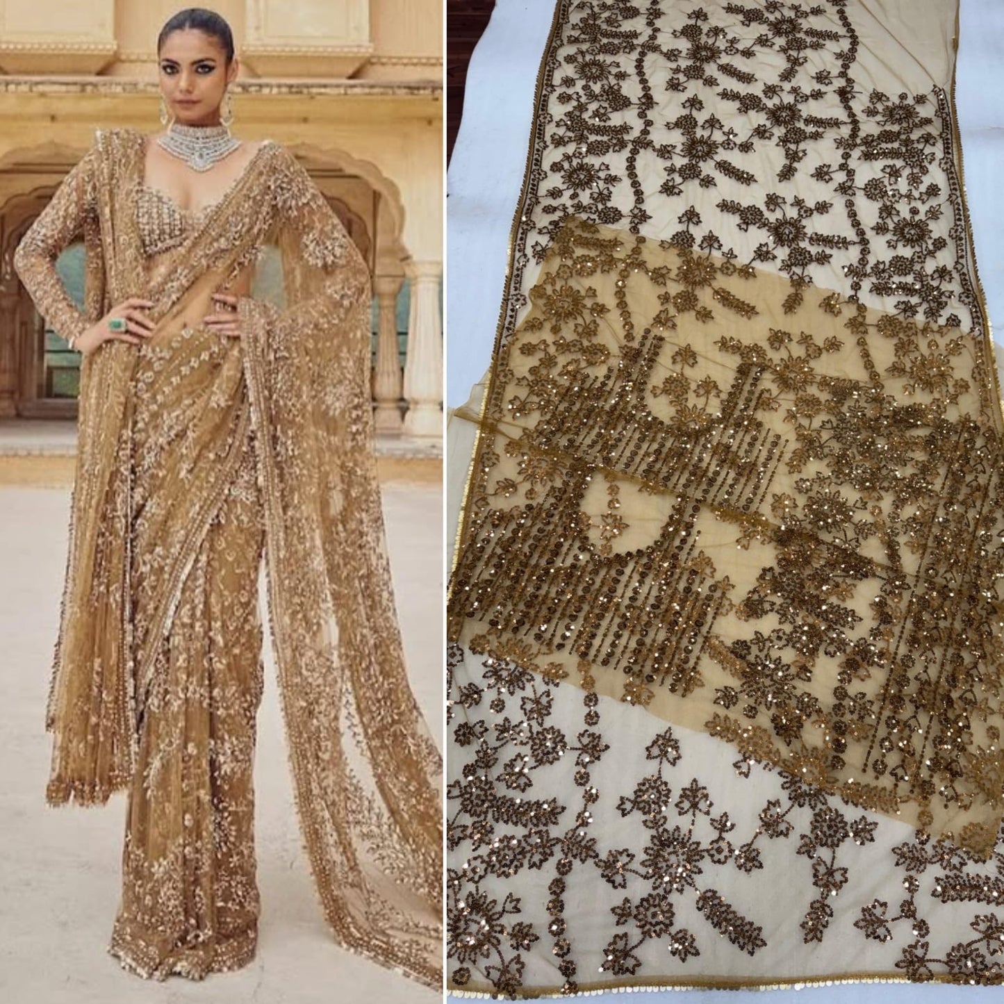 Heavy Sequins Party Wear Saree