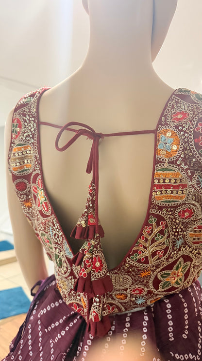 Bandhani Print Roman Silk Chaniya Choli