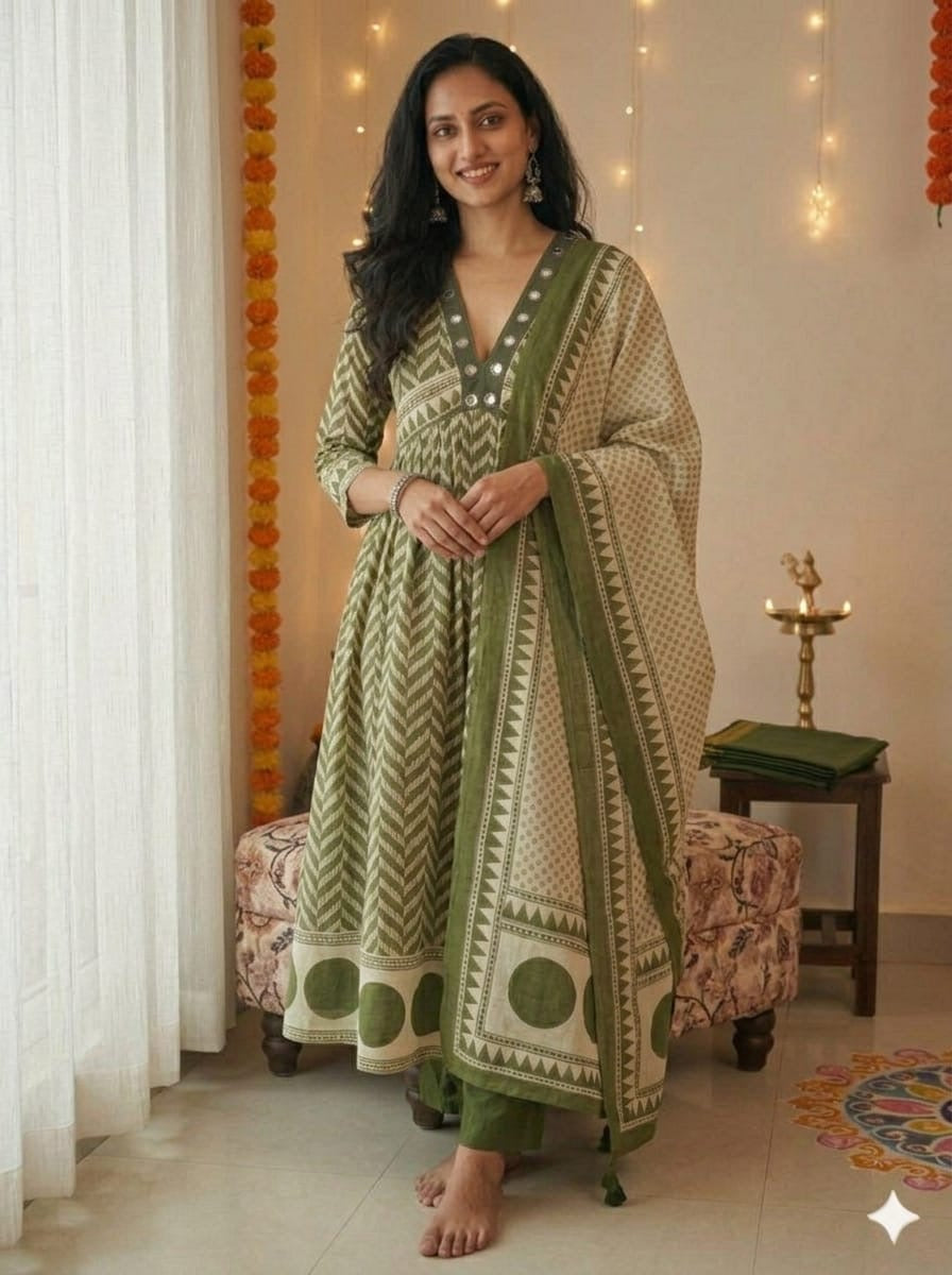 Lahariya Pattern Pure Cotton 3-Piece Suit Set