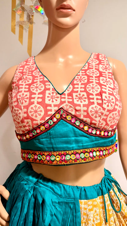 Rayon Cotton Lehenga Choli with Heavy Frill Border & Dupatta – Festive Wear