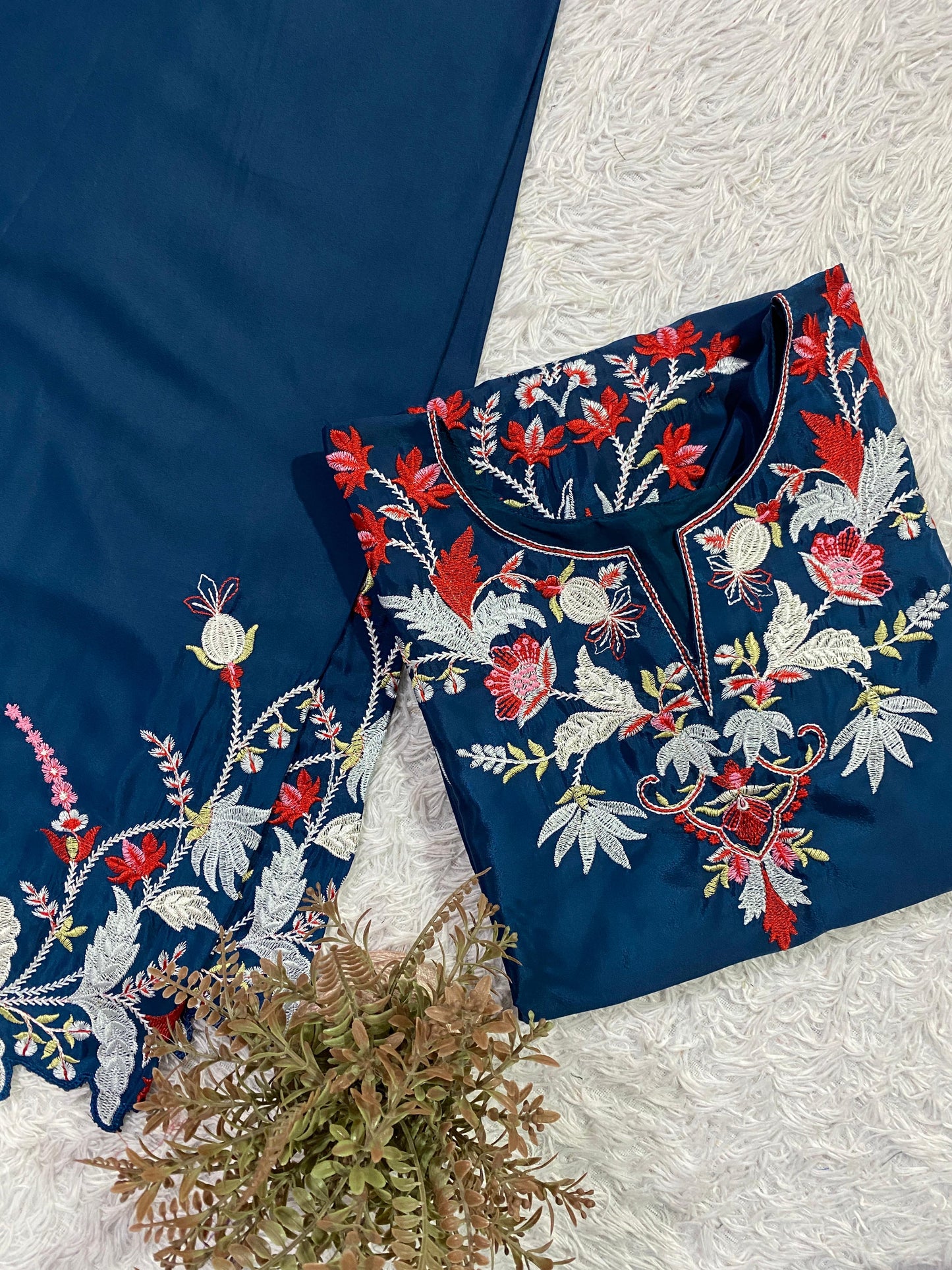 Designer Embroidered French Crepe Co-Ord Set