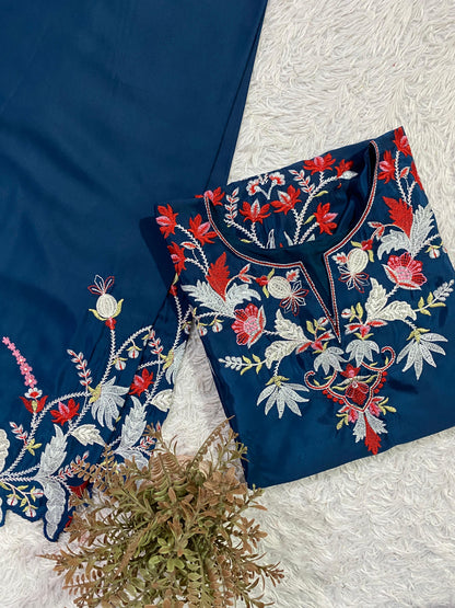 Designer Embroidered French Crepe Co-Ord Set
