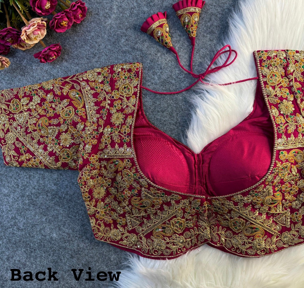Designer Bridal Blouse with Heavy Embroidery & Latkans – Available in 6 Colors