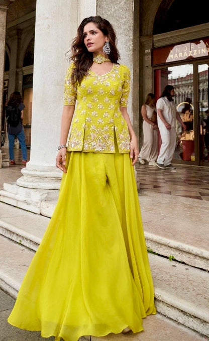 BELA Organza Silk 3-Piece Designer Plazzo Set