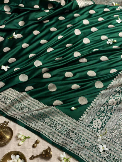 Banarasi Mashroo Katan Silk Saree with Buti Design