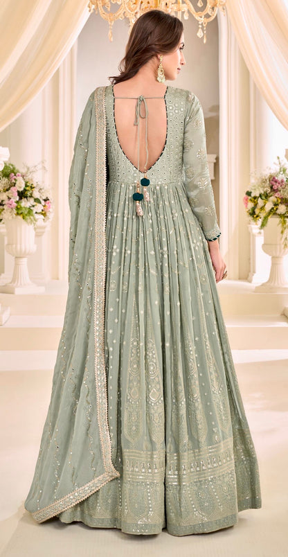 Premium Georgette Chikankari Gown Set (2 PCS)