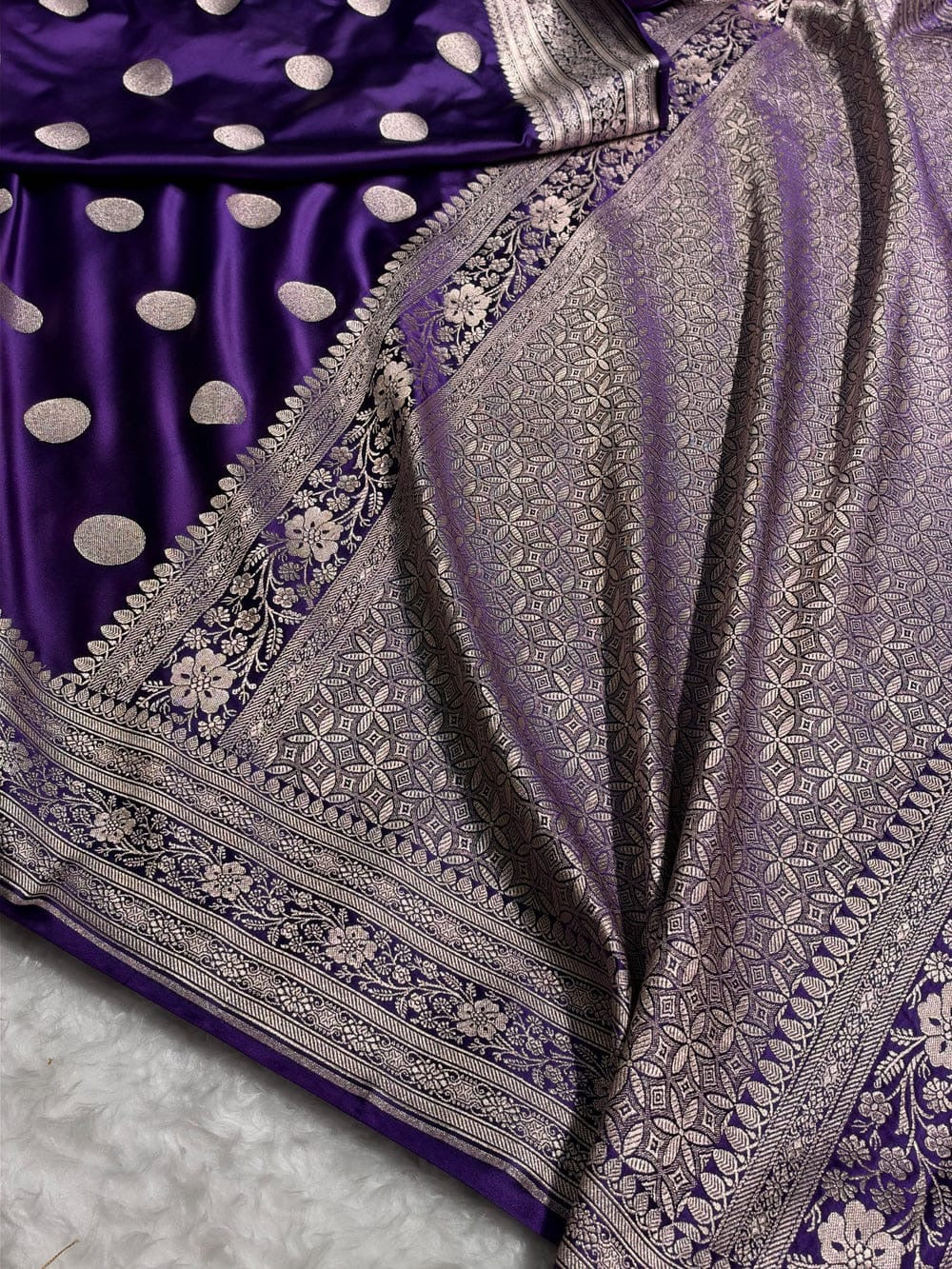 Banarasi Mashroo Katan Silk Saree with Buti Design