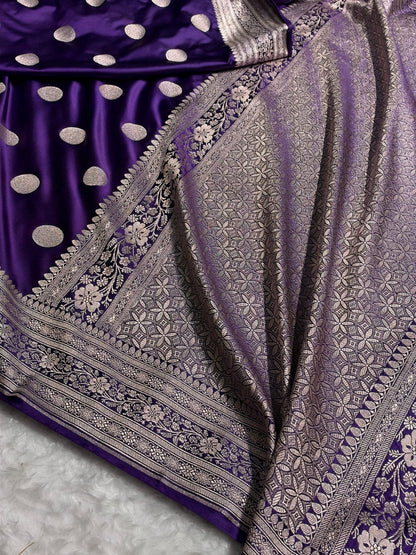 Banarasi Mashroo Katan Silk Saree with Buti Design