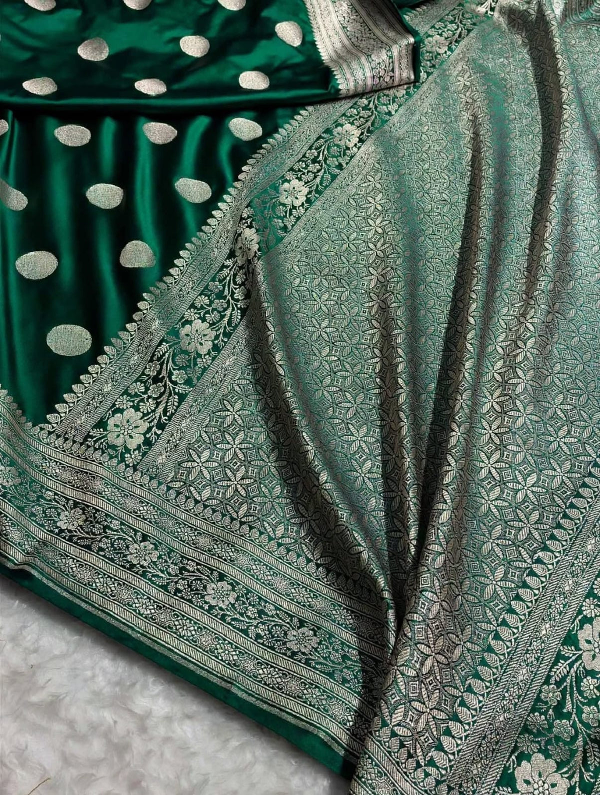 Banarasi Mashroo Katan Silk Saree with Buti Design