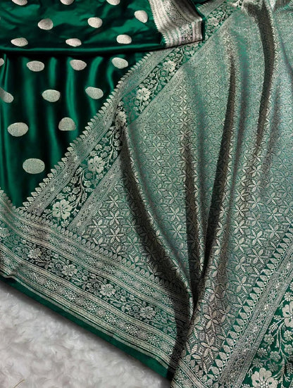 Banarasi Mashroo Katan Silk Saree with Buti Design