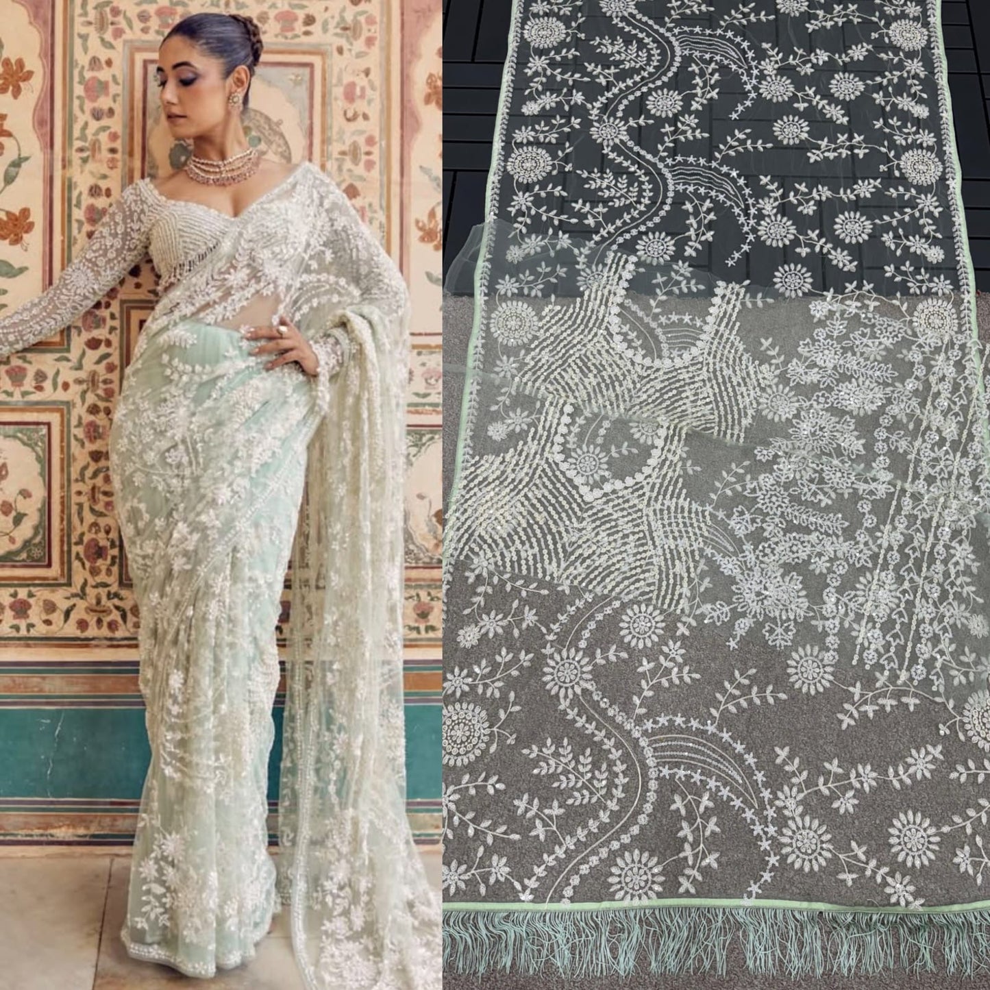 Heavy Sequins Party Wear Saree