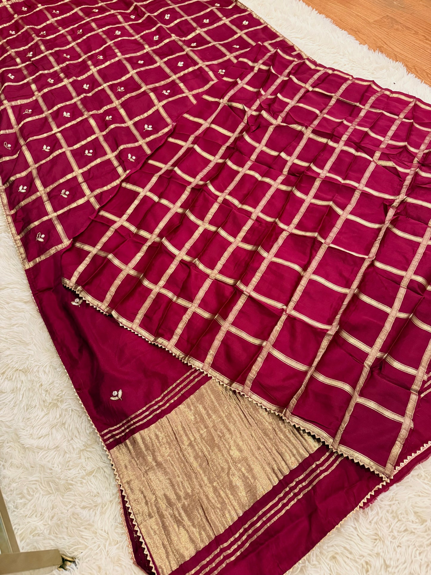 Pure Gajji Silk Saree – Maroon Saree