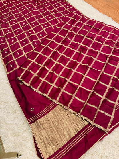 Pure Gajji Silk Saree – Maroon Saree