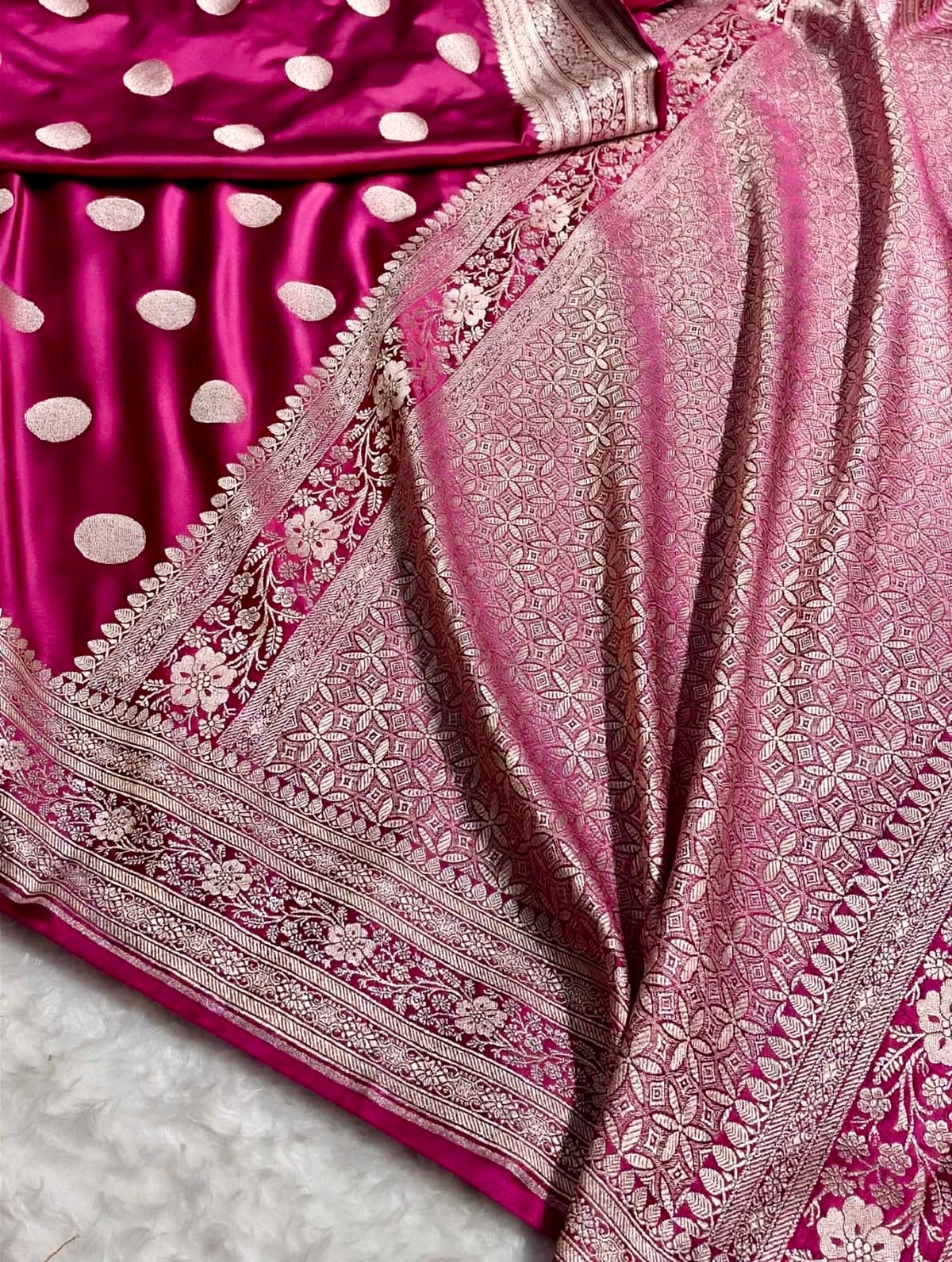 Banarasi Mashroo Katan Silk Saree with Buti Design