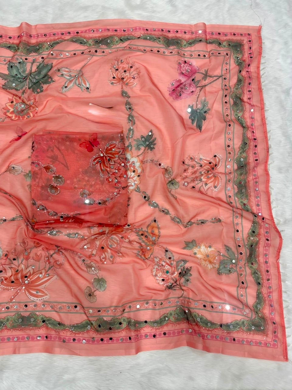 Celebrity Inspired Digital Printed Tebby Silk Saree