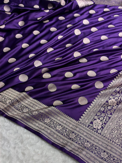 Banarasi Mashroo Katan Silk Saree with Buti Design