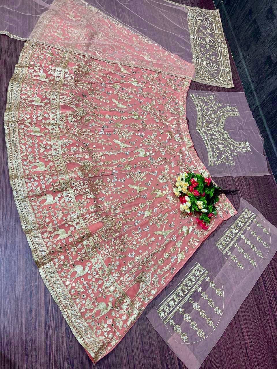 Bridal Heavy Embroidery Mirror Work Lehenga Choli Set