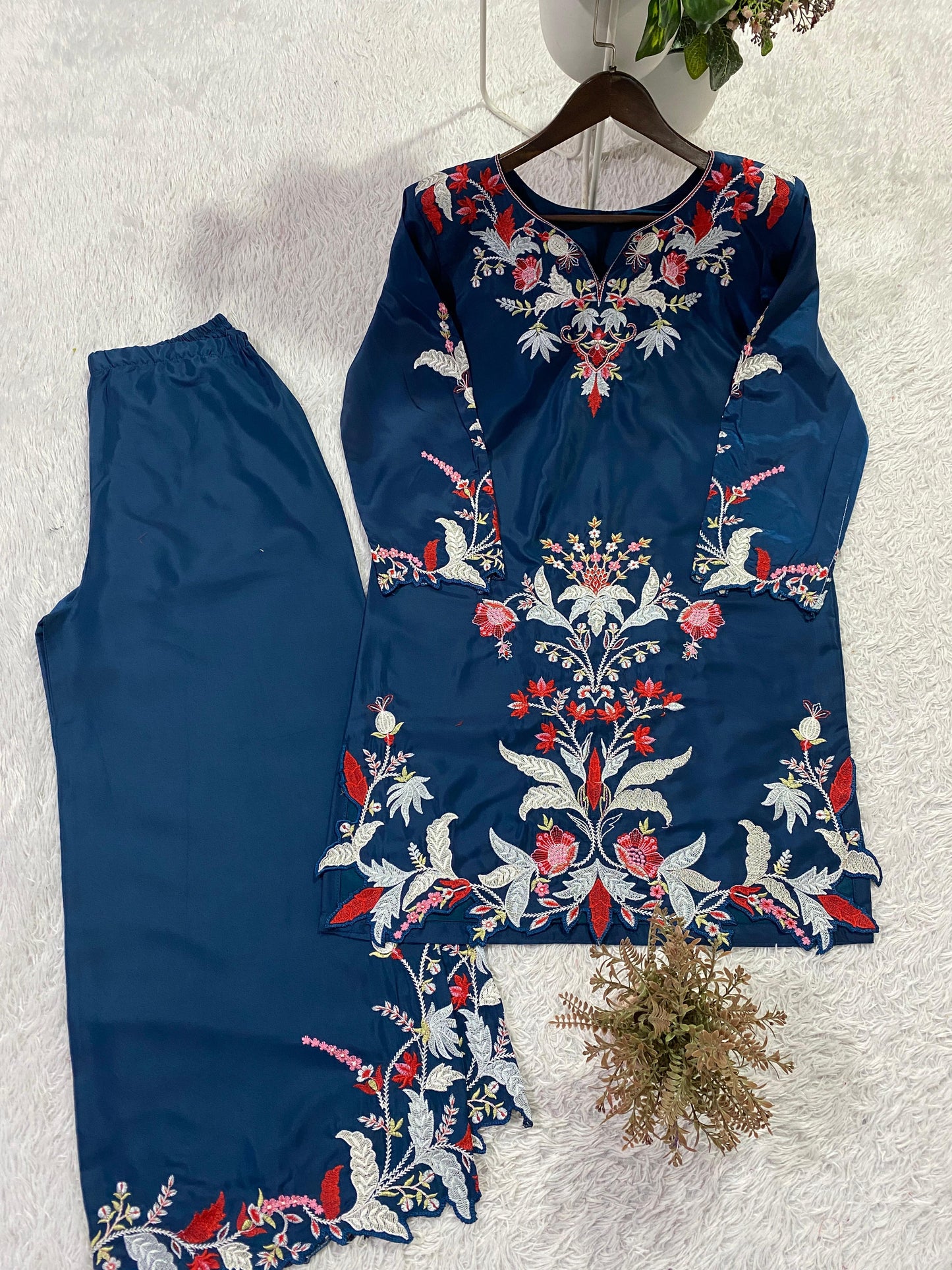 Designer Embroidered French Crepe Co-Ord Set
