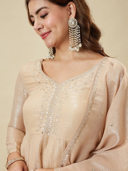 Saugat Crunchy Silk Sharara Set with Heavy Embroidery Dupatta