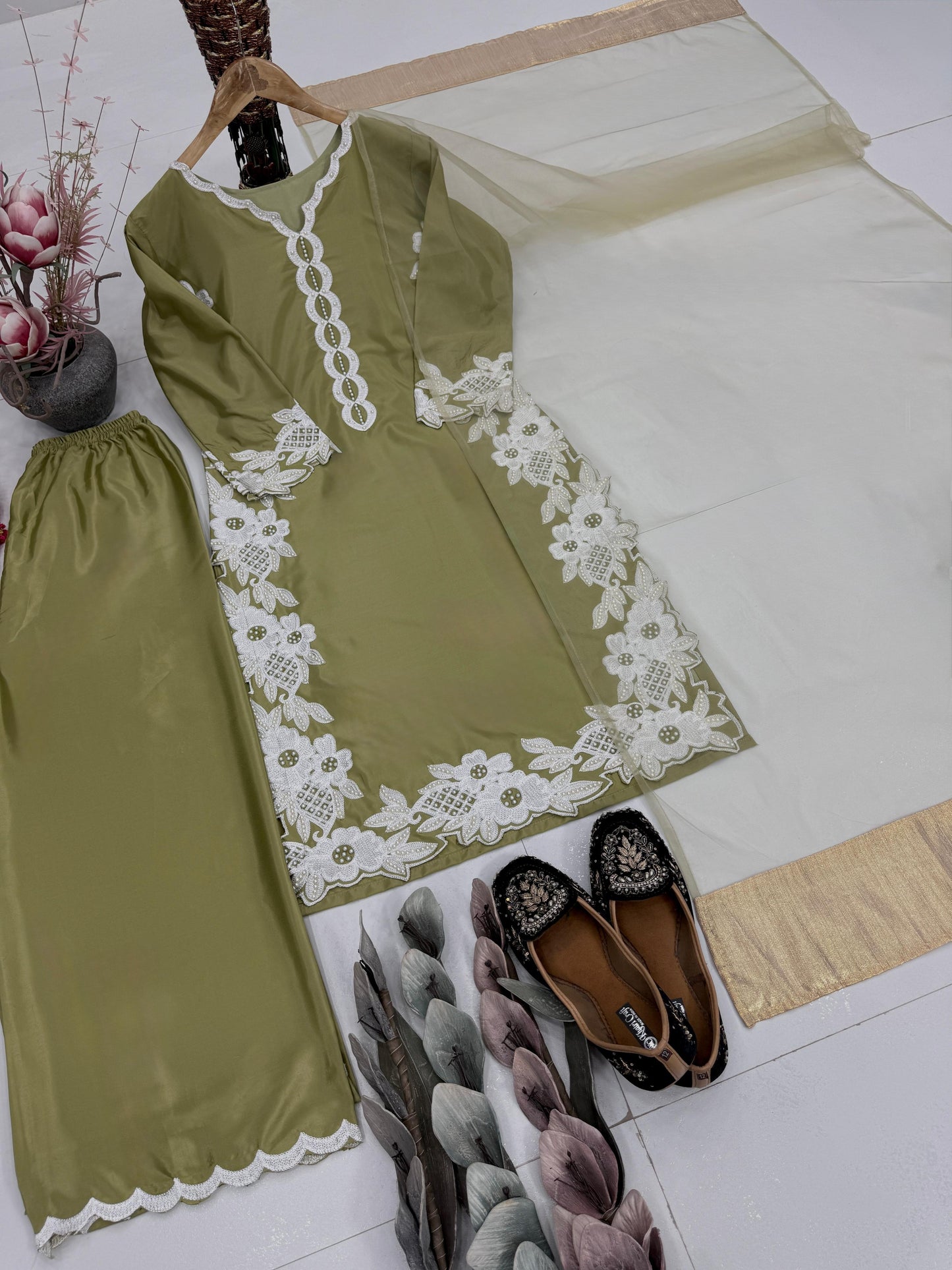 Nooréva Pearl Silk Palazzo Suit Set