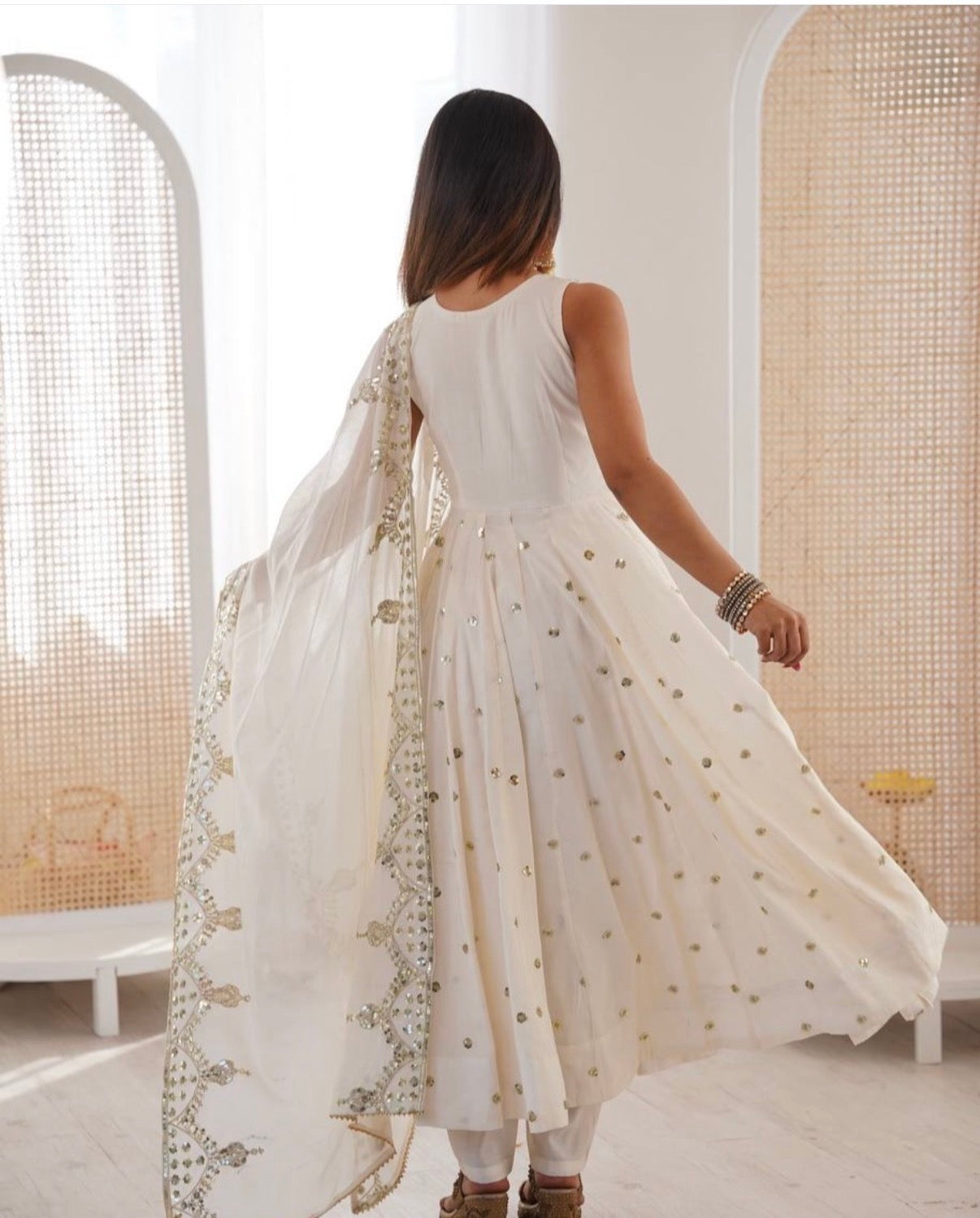 Premium Roman Silk Anarkali Gown Set with Chanderi Dupatta (Restock)