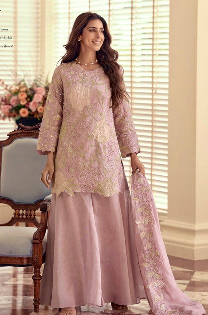New Launch Pakistani Style Simar Silk 3-Piece Suit Set | Heavy Beads & Handwork