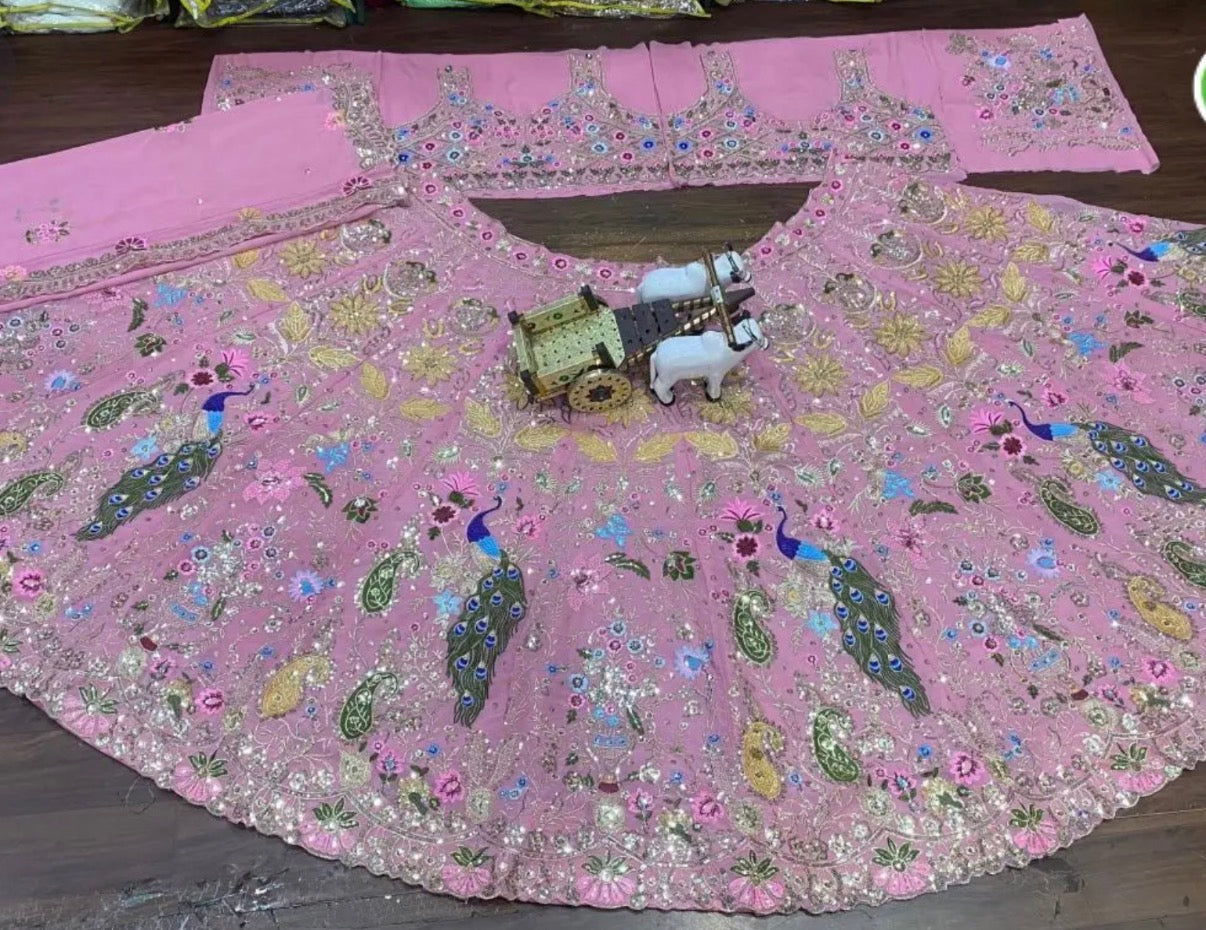 Rajwadi Fox Georgette Bridal Lehenga | The Enchanted "Mayuri" Bridal Lehenga Set