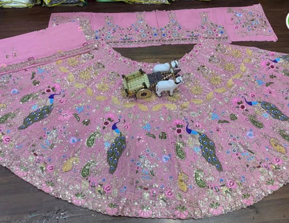 Rajwadi Fox Georgette Bridal Lehenga | The Enchanted "Mayuri" Bridal Lehenga Set