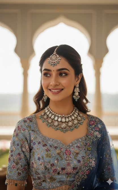 Bridal Lehenga Fabric-Malai Silk | The "Gulbahar" Enchanted Garden Lehenga Set