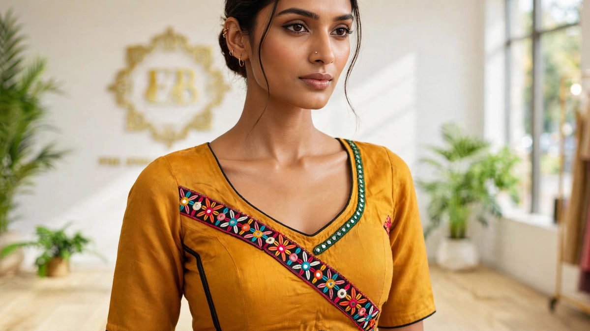 Premium Mustard Rayon Cotton Chaniya Choli with Black Dupatta | Traditional Mirror & Gamthi Work
