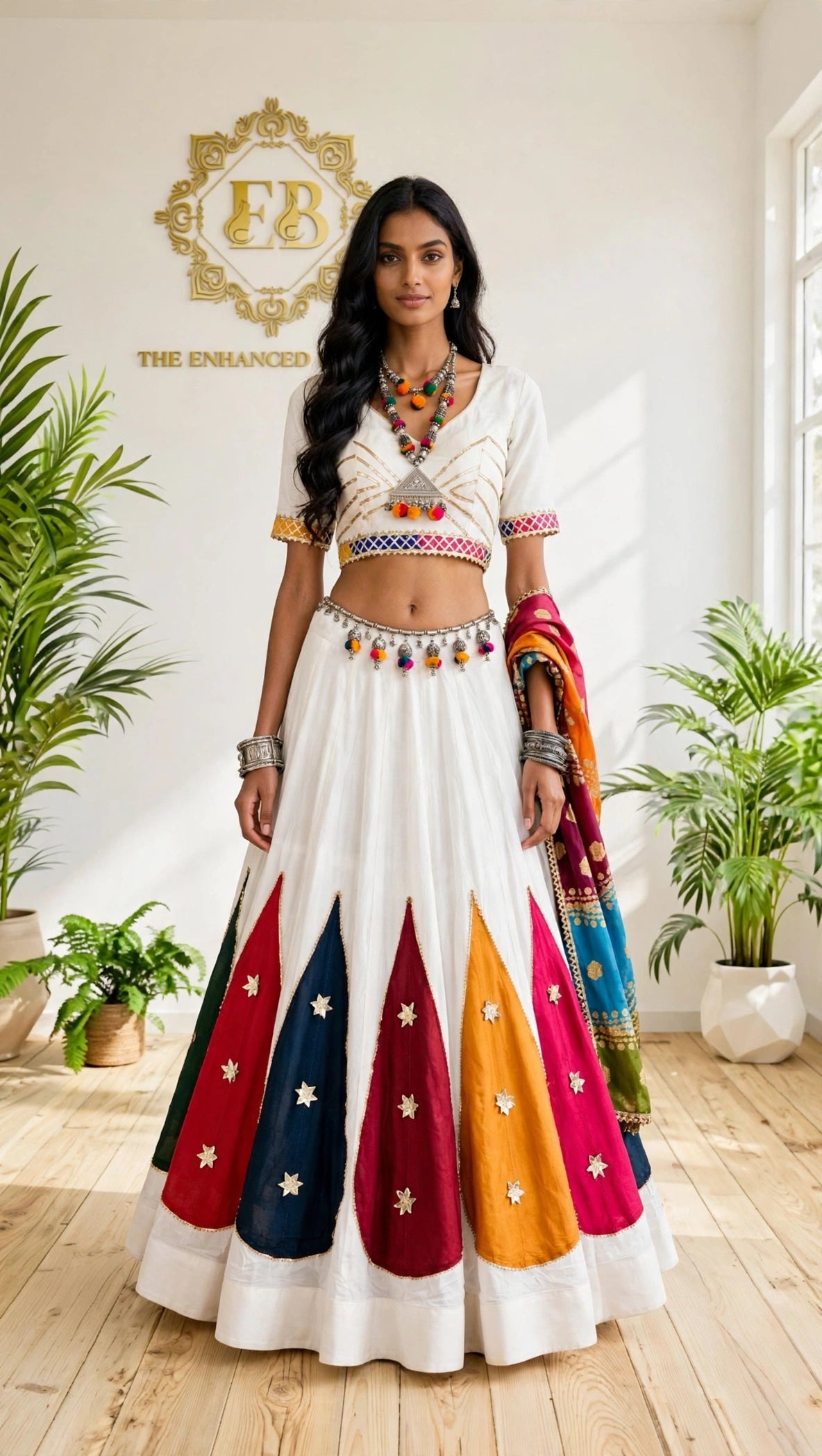 Premium Rayon Patchwork Lehenga Choli Set | 8m Flair Navratri Chaniya Choli