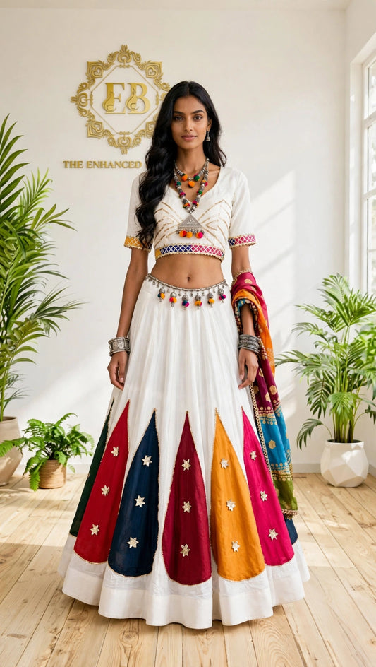 Premium Rayon Patchwork Lehenga Choli Set | 8m Flair Navratri Chaniya Choli