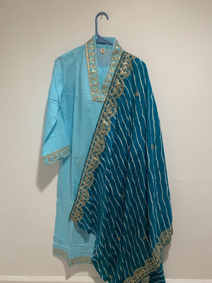 Elegant Salwar Suit with Embroidered Bandhani Dupatta – Festive &amp; Party Wear