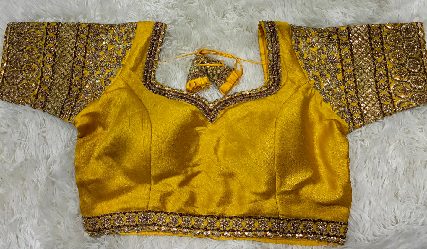 Heavy Codding Embroidery Blouse in Pure Italian Silk | Bridal Designer Blouse with Latkans