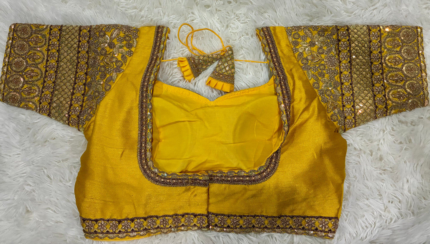 Heavy Codding Embroidery Blouse in Pure Italian Silk | Bridal Designer Blouse with Latkans