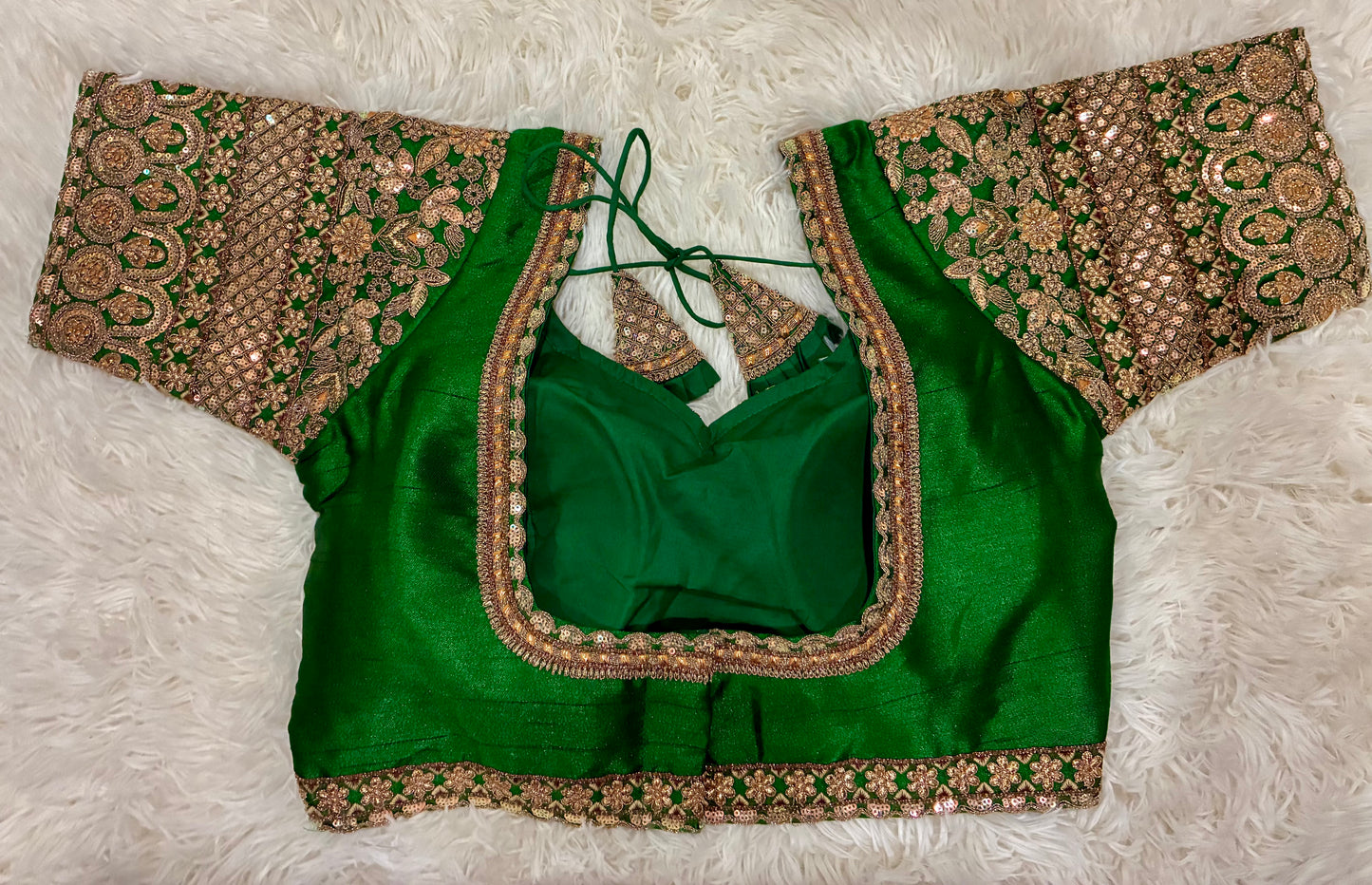 Heavy Codding Embroidery Blouse in Pure Italian Silk | Bridal Designer Blouse with Latkans