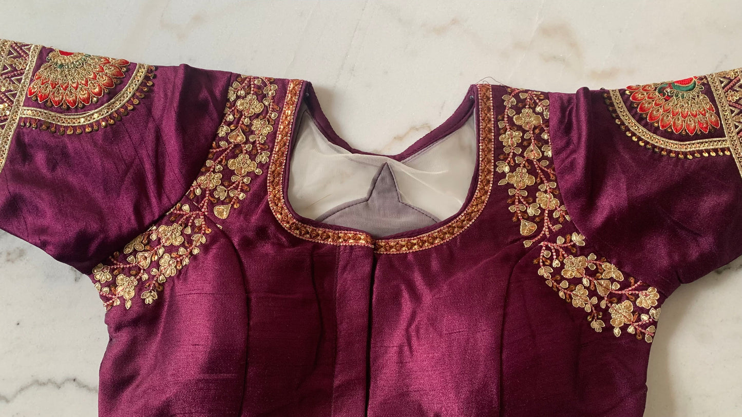 Royal Embroidered Designer Blouse in Black, Cyan, Purple & Yellow – Just $35