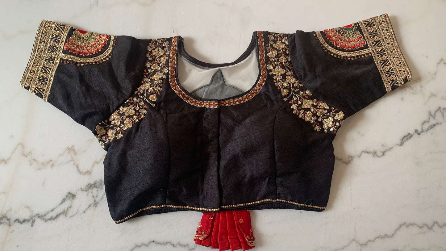 Royal Embroidered Designer Blouse in Black, Cyan, Purple & Yellow – Just $35