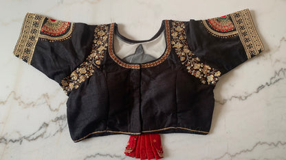 Royal Embroidered Designer Blouse in Black, Cyan, Purple & Yellow – Just $35