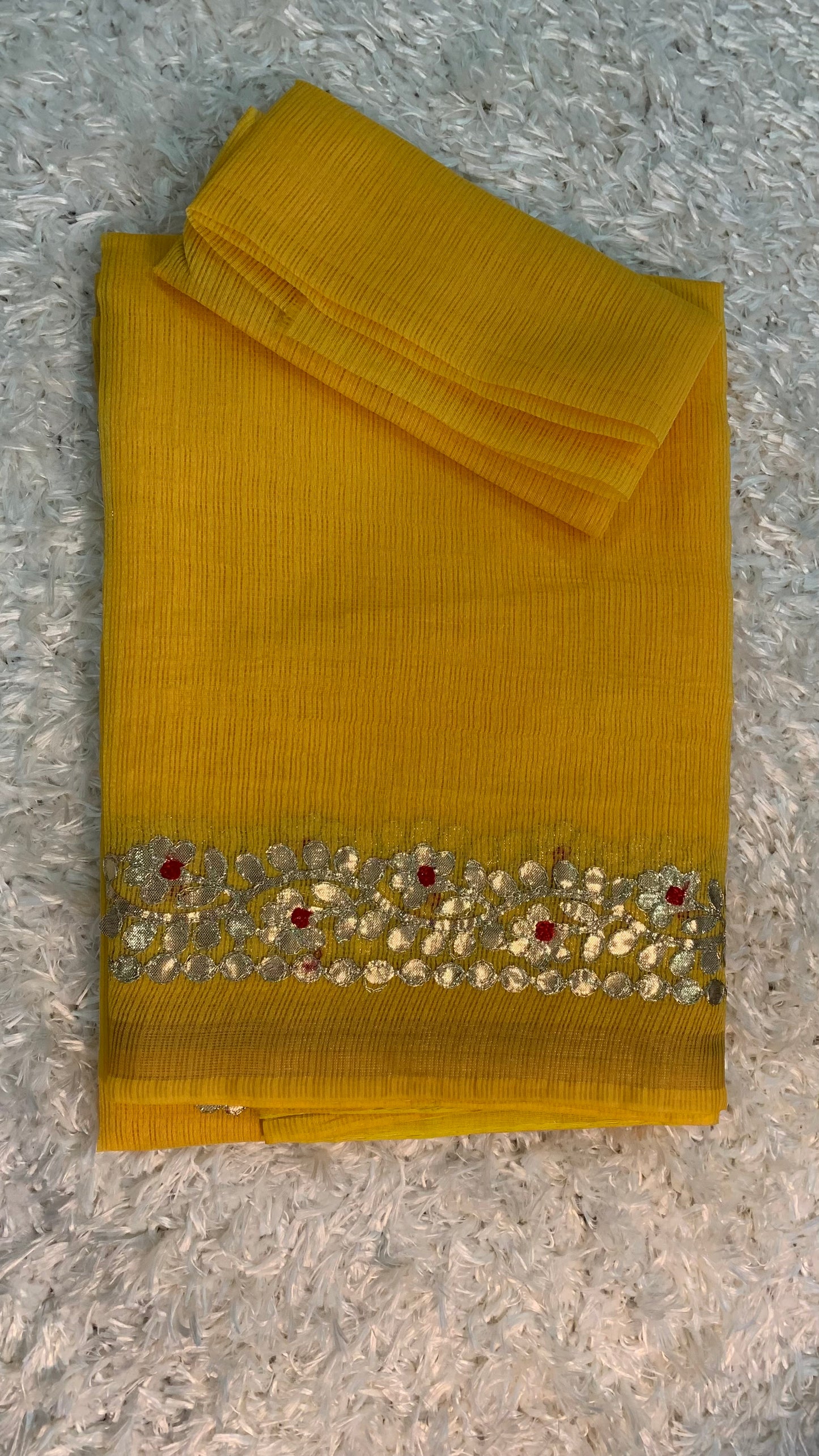 Handcrafted Rajasthani Cotton Saree with Gota Patti Work