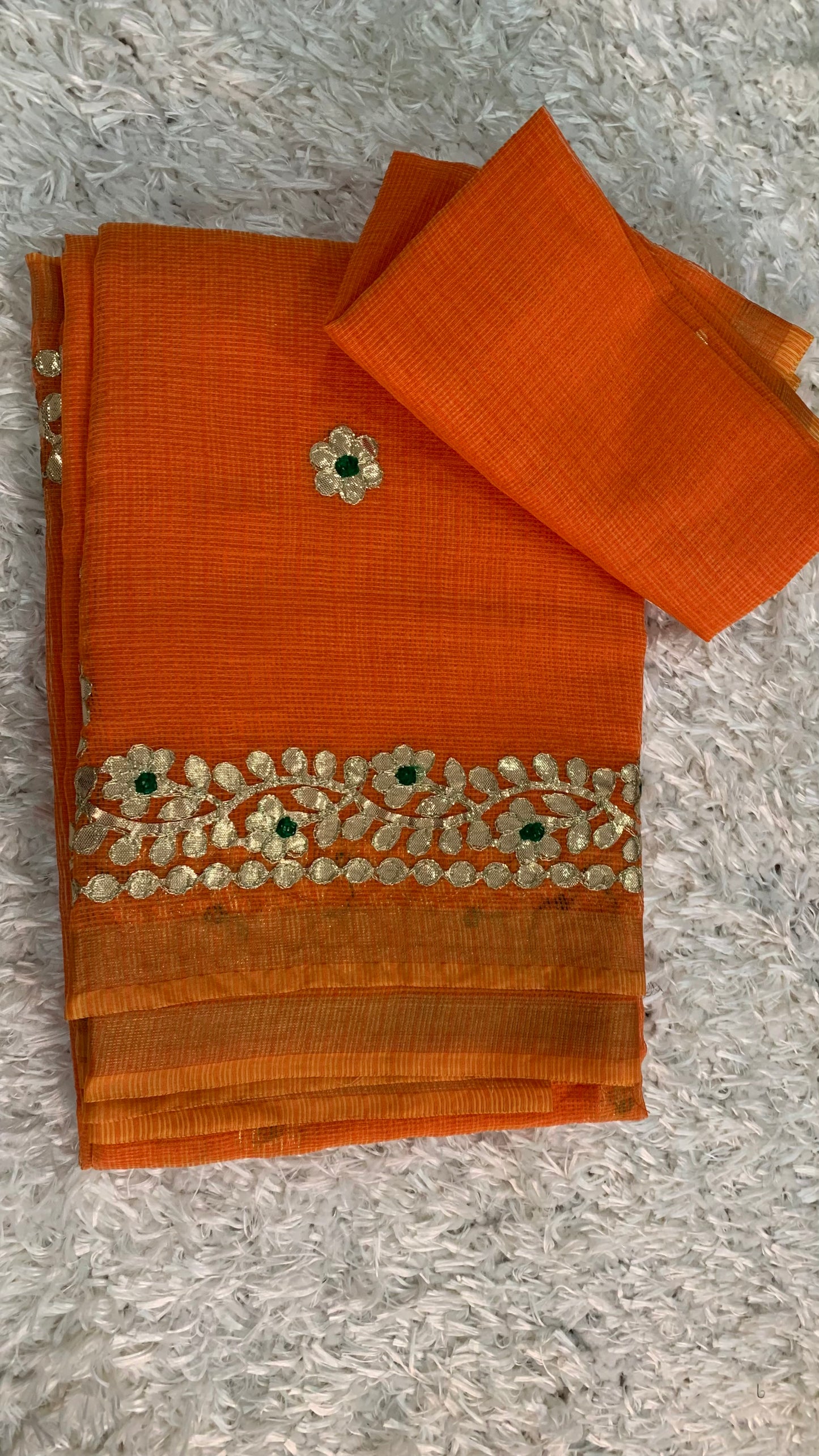 Handcrafted Rajasthani Cotton Saree with Gota Patti Work