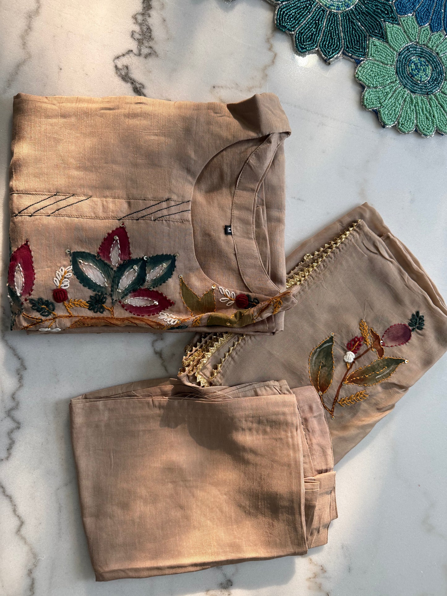 Yellow Cream Floral Indian Suit – Elegant Ethnic Wear for Women