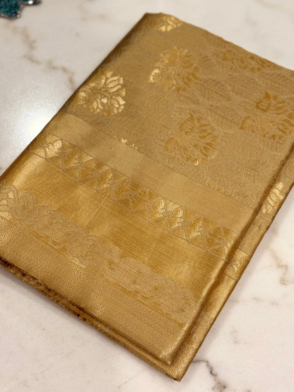 Kanjivaram Silk Saree – Blue, Green & Gold Elegance