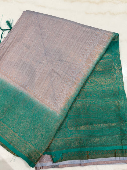Regal Bloom Maroon & Gold Silk Saree with Green Accents
