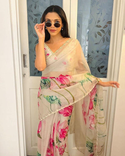 Lotus Bloom Organza Saree