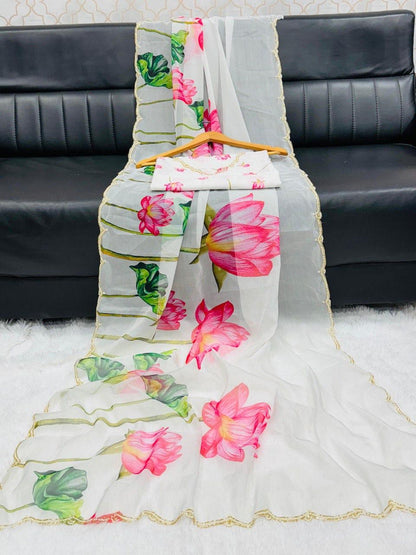 Lotus Bloom Organza Saree