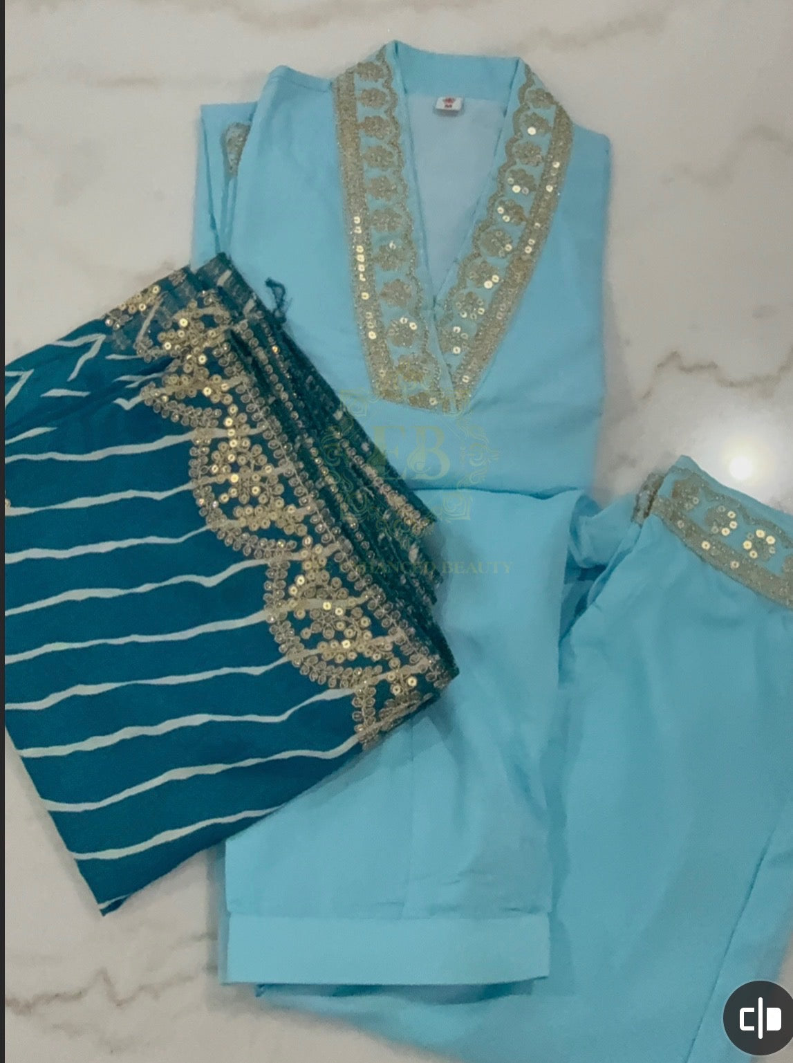 Elegant Salwar Suit with Embroidered Bandhani Dupatta – Festive &amp; Party Wear