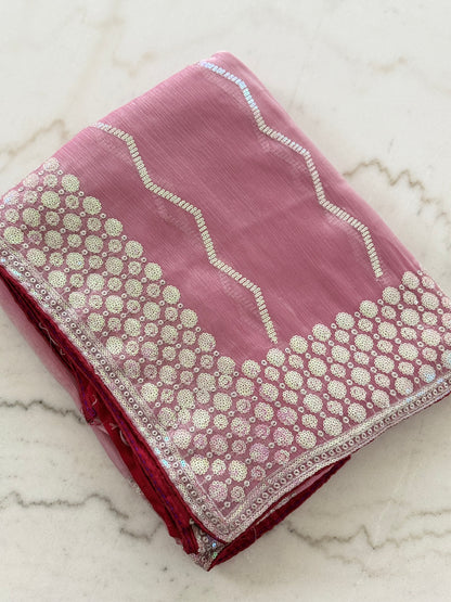Tissue Fabric Saree with Sequin Embroidery