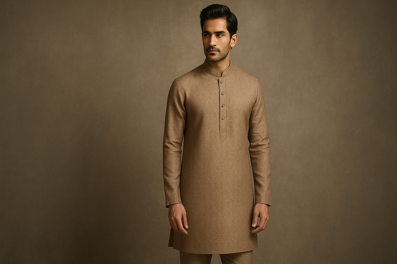 generate wider resolution banner of mens kurta pajama without text i want not too light or not too dark banner
